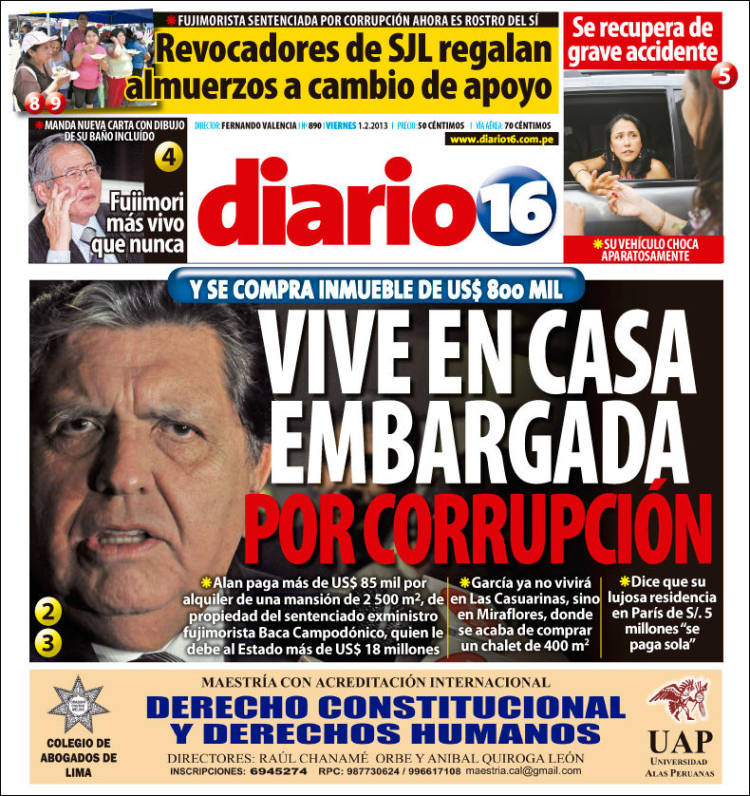 Portada de Diario16 (Perú)