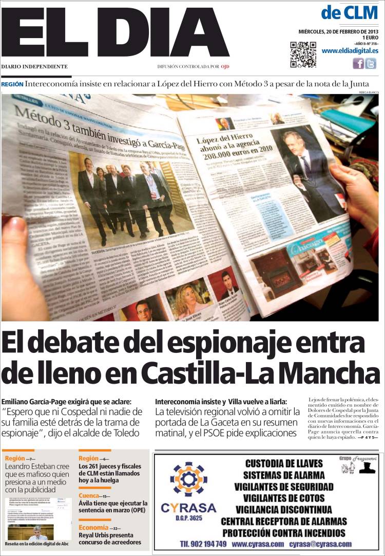 Portada de EL Día de Castilla-La Mancha (España)