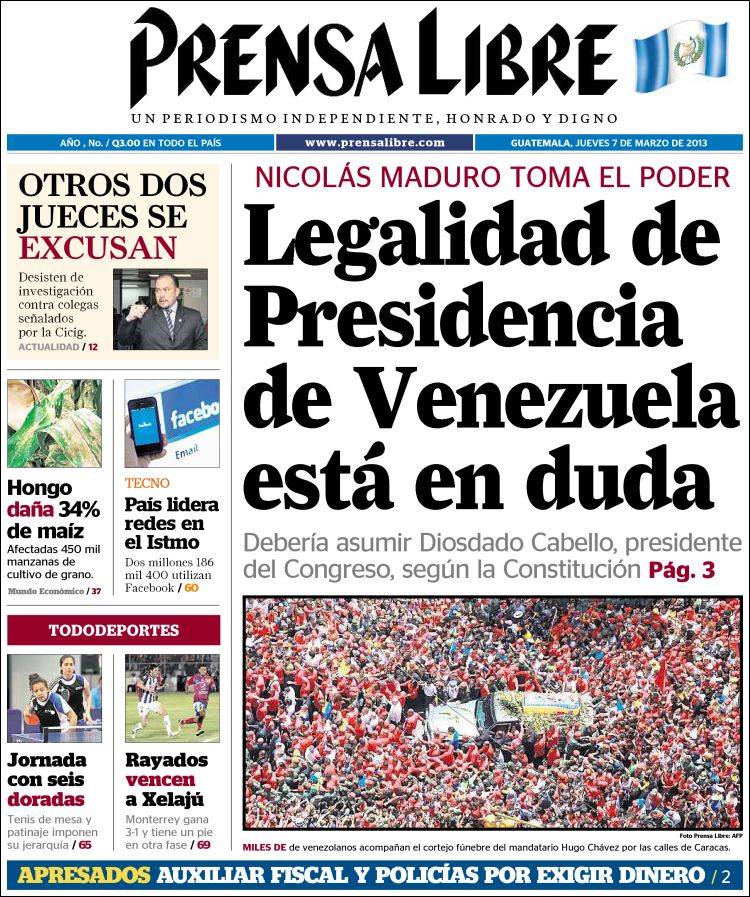 Portada de Prensa Libre (Guatemala)