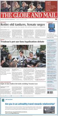 Portada de The Globe and Mail (Canada)