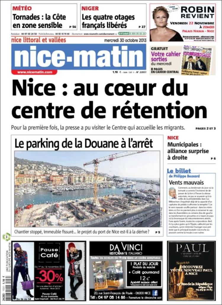 Portada de Nice-Matin (Francia)