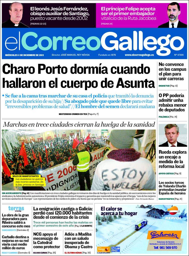 Portada de El Correo Gallego (España)