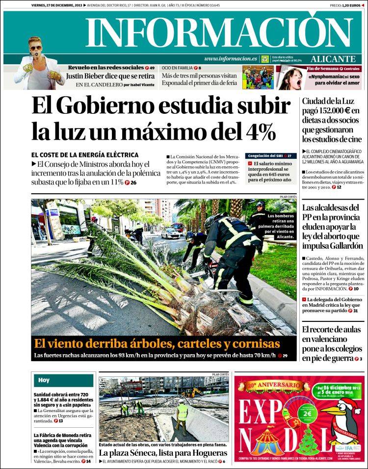 Portada de Diario Información (Spain)