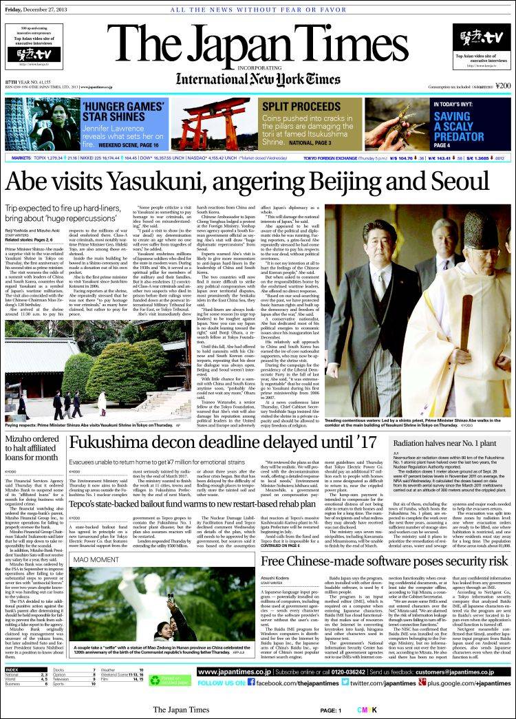 Portada de The Japan Times (Japan)