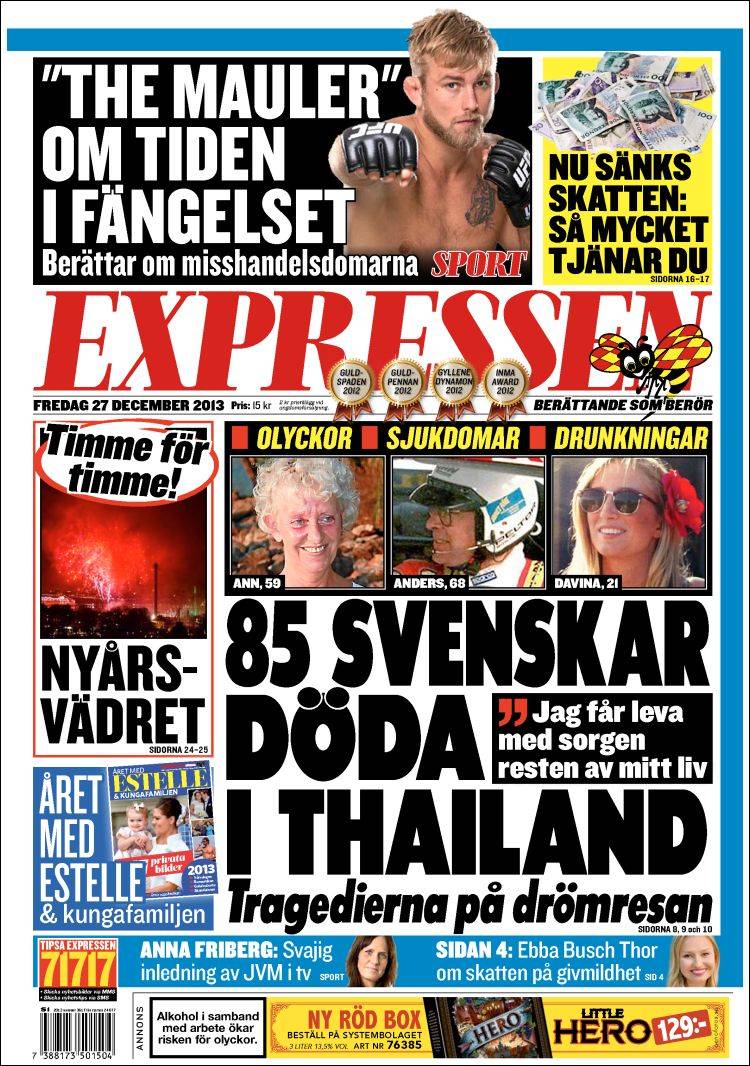 Portada de Expressen (Suecia)