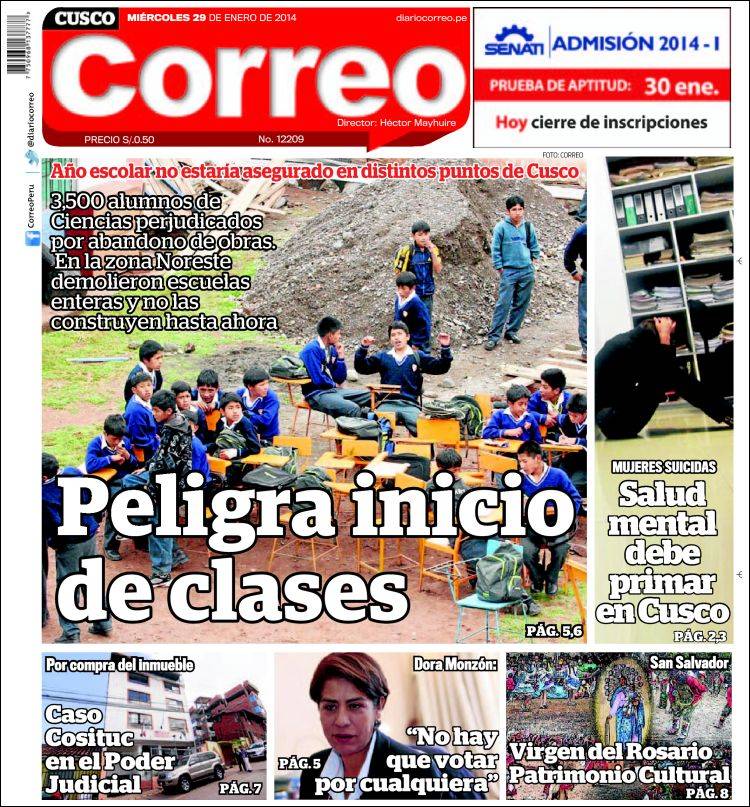 Portada de Diario Correo - Cusco (Pérou)
