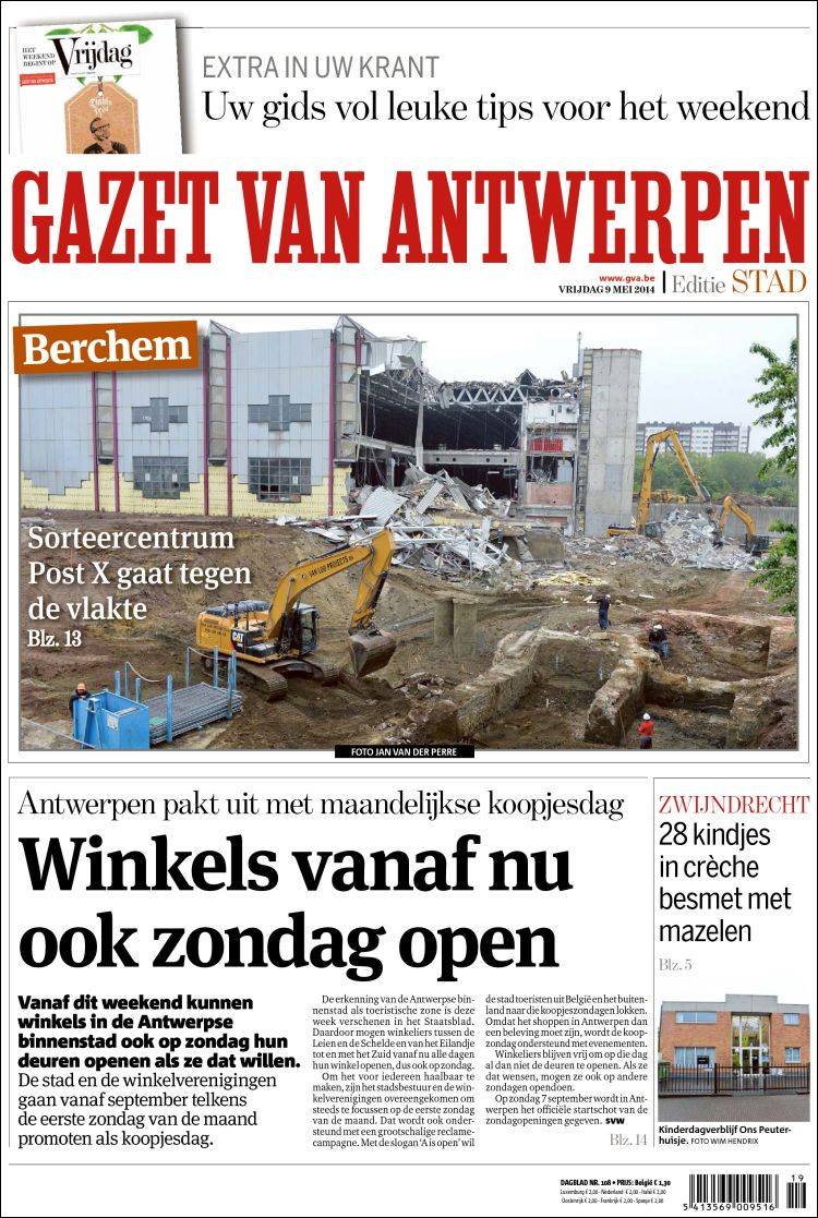 Portada de Gazet van Antwerpen (Belgique)