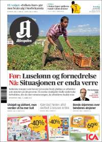 Portada de Aftenposten (Noruega)