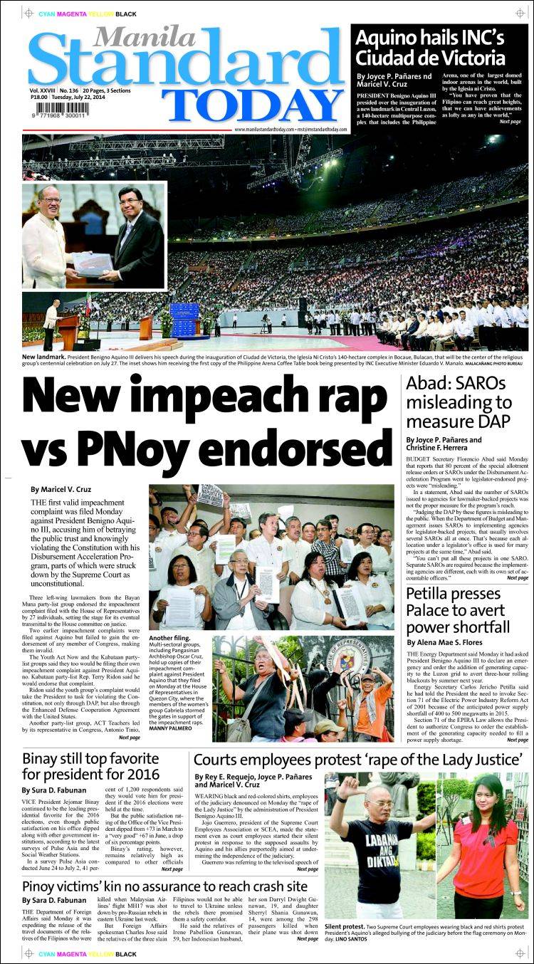 Portada de Manila Standard Today (Asia-Pacific)