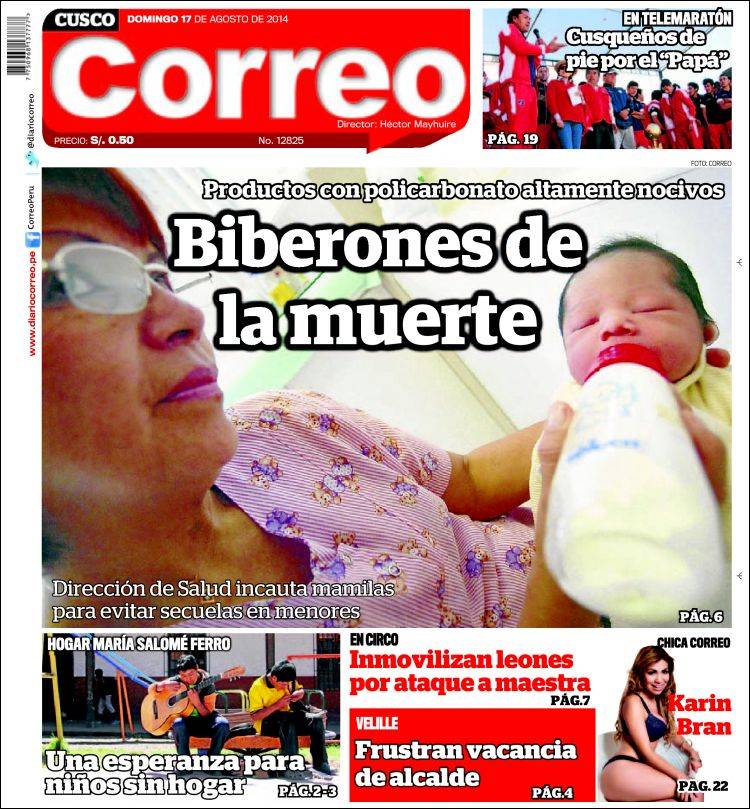 Portada de Diario Correo - Cusco (Peru)