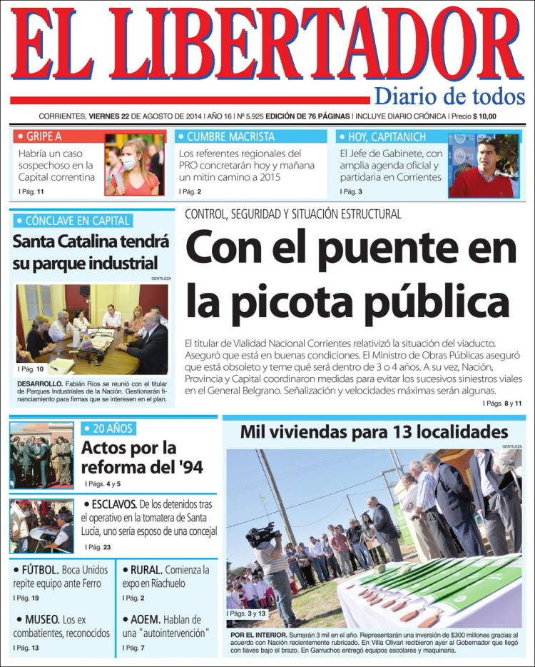 Portada de Diario El Libertador (Argentine)