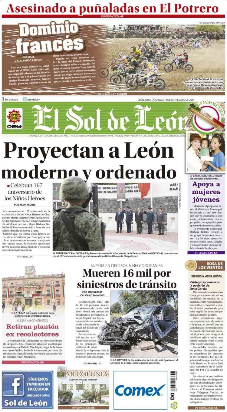 Portada de El Sol de León (Mexico)