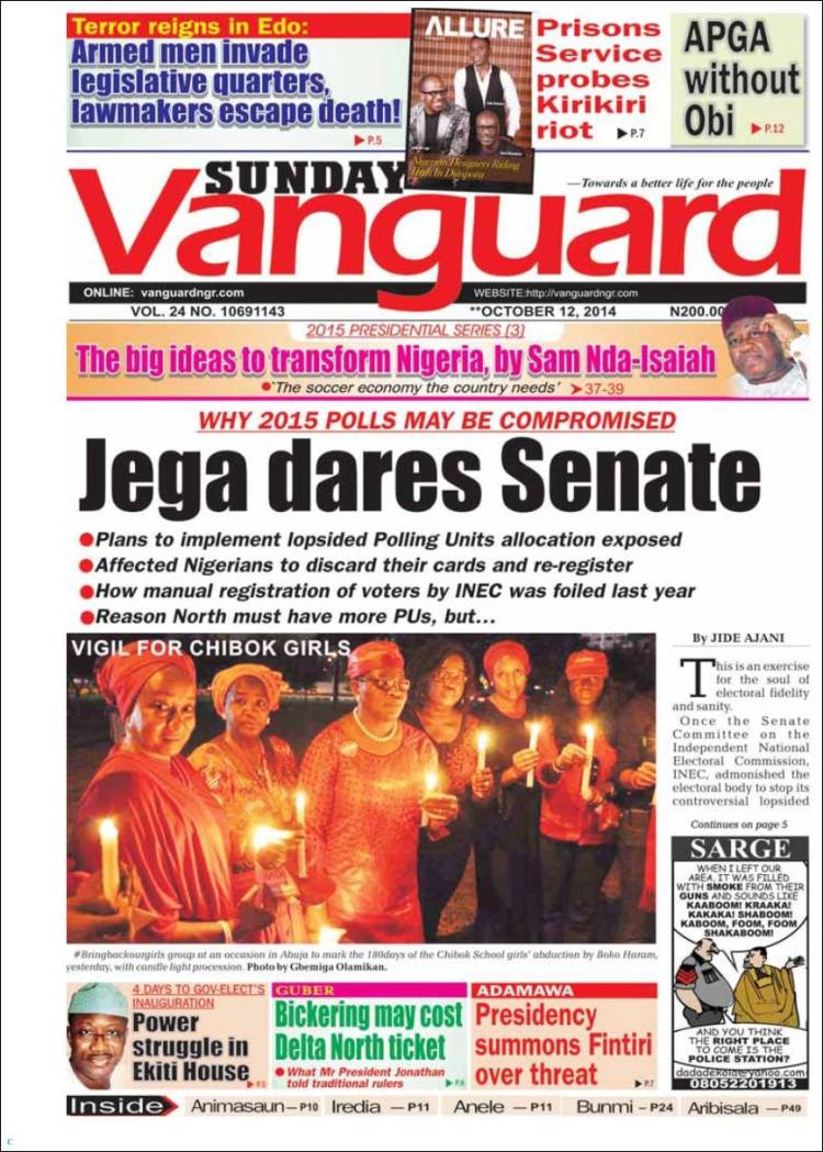 Portada de Vanguard  (Nigeria)