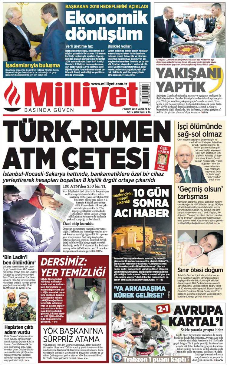 Portada de Milliyet (Turquía)