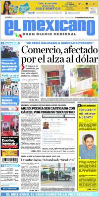 Portada de El Mexicano - El Gran Diario Regional (Mexico)