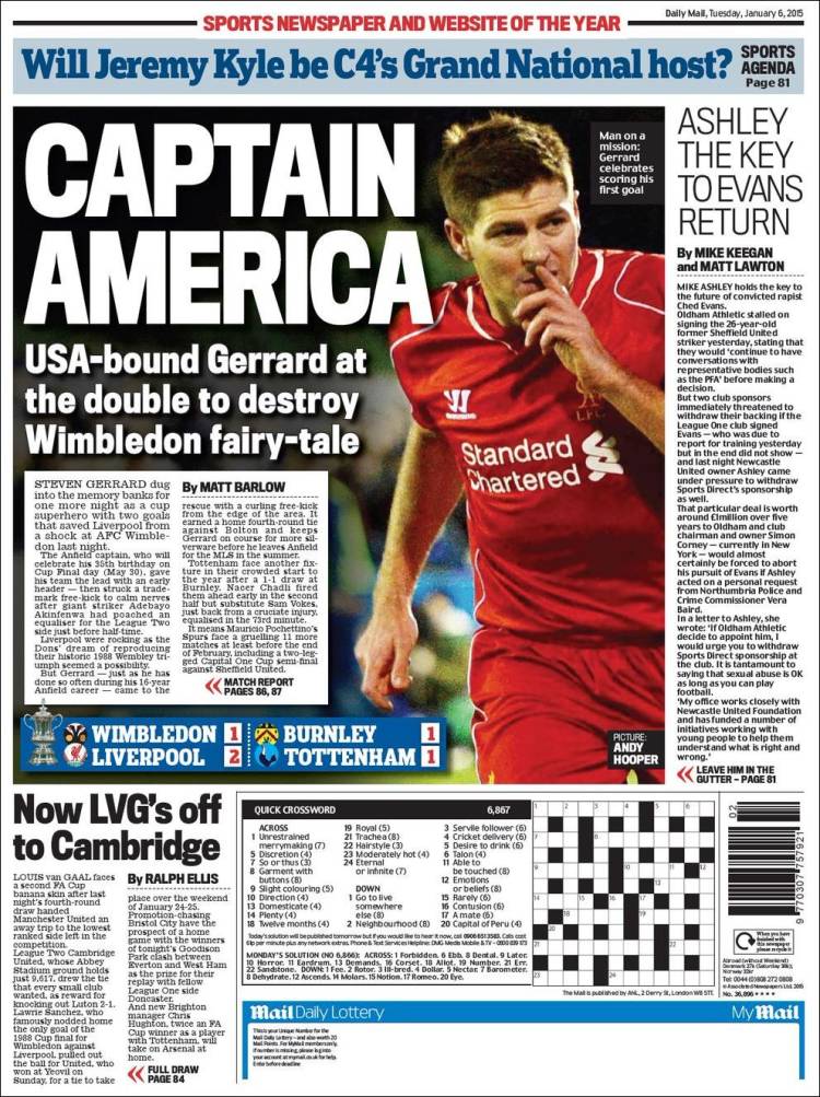 Newspaper Daily Mail Sport (United Kingdom). Newspapers in United
