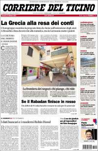 Portada de Corriere del Ticino (Suisse)