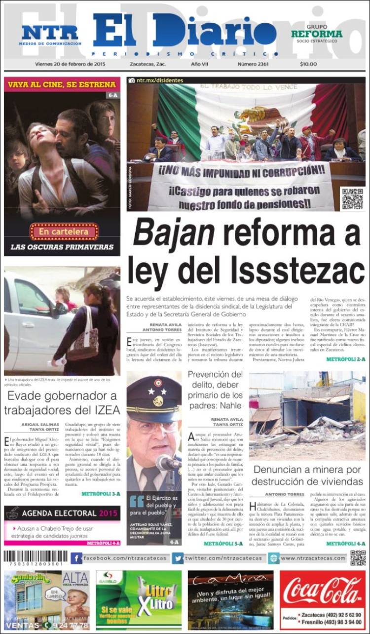 Portada de El Diario NTR (Mexique)