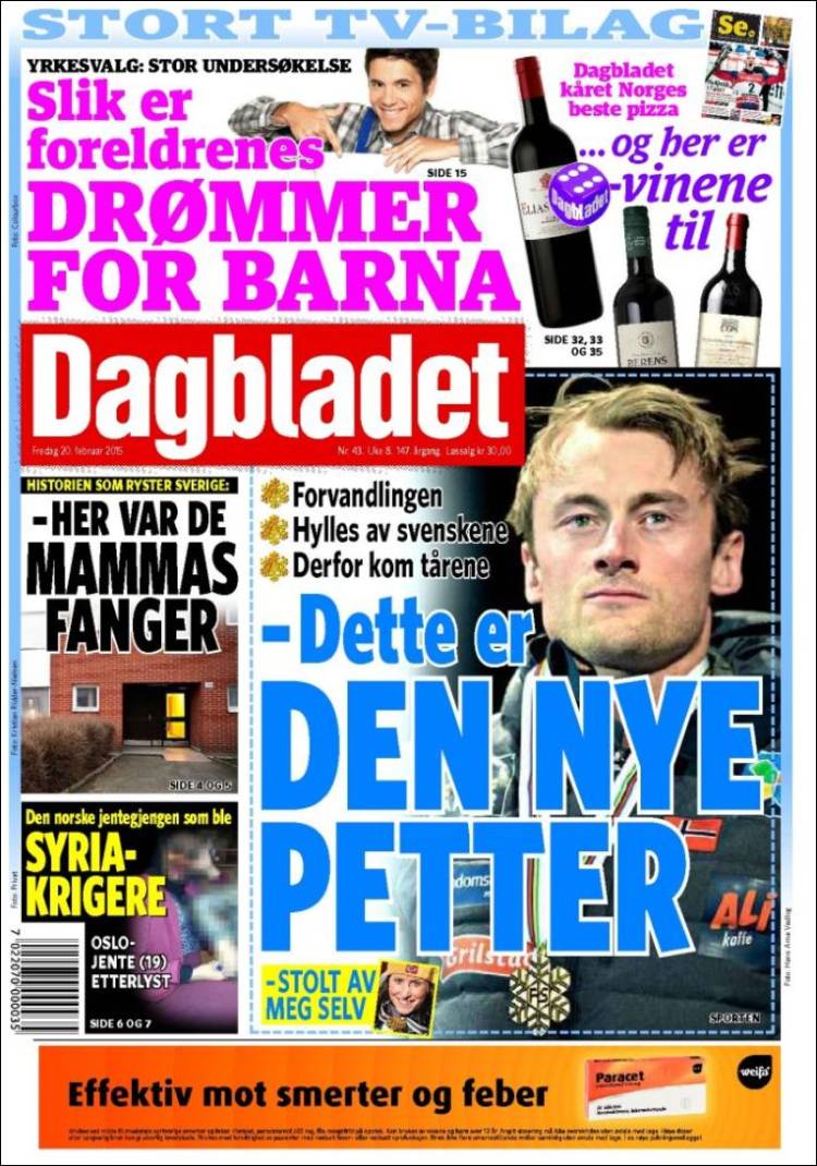 Portada de Dagbladet (Norvège)