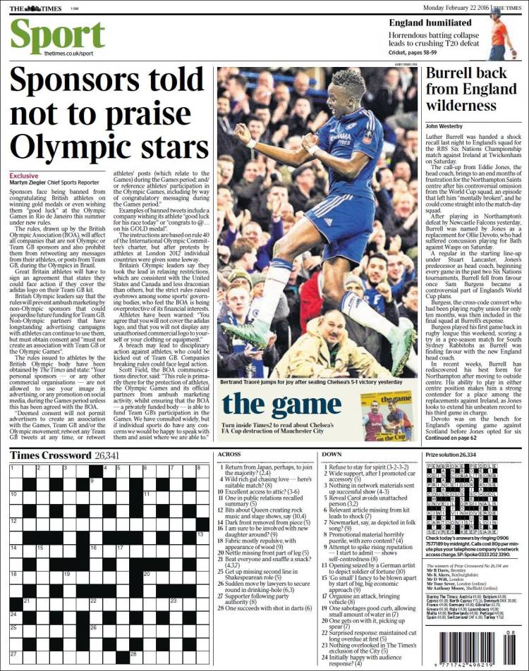 Portada de The Times Sport (United Kingdom)