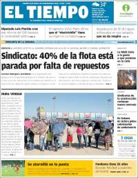 Portada de El Tiempo - El periódico del pueblo oriental (Venezuela)