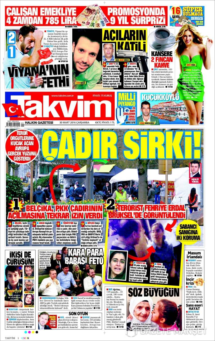 Portada de Takvim (Turquía)