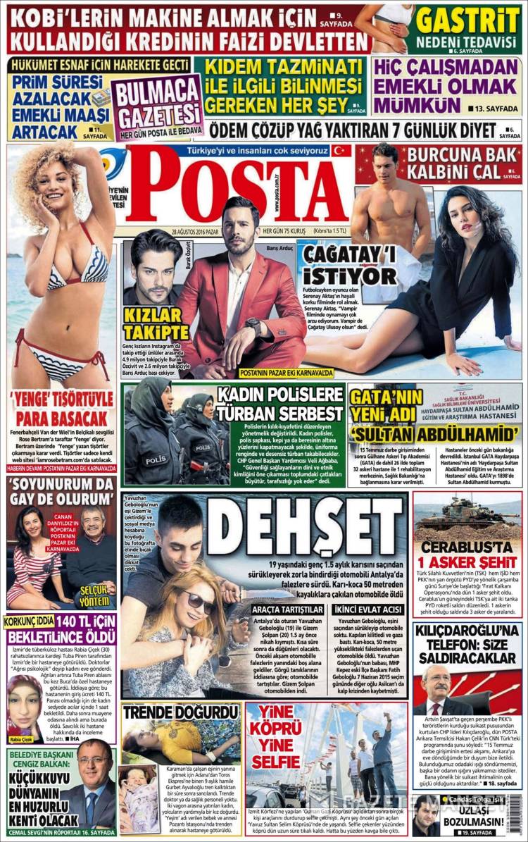 Portada de Posta Gazetesi (Turquía)