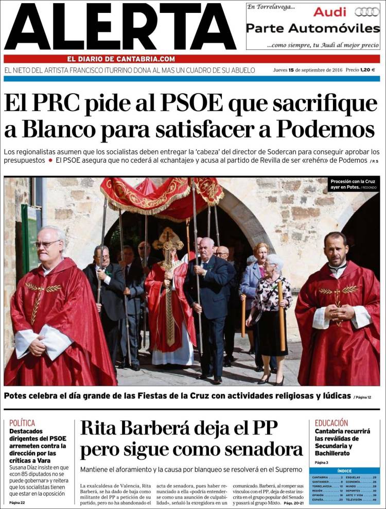 Portada de Alerta - El Diario de Cantabria (Spain)