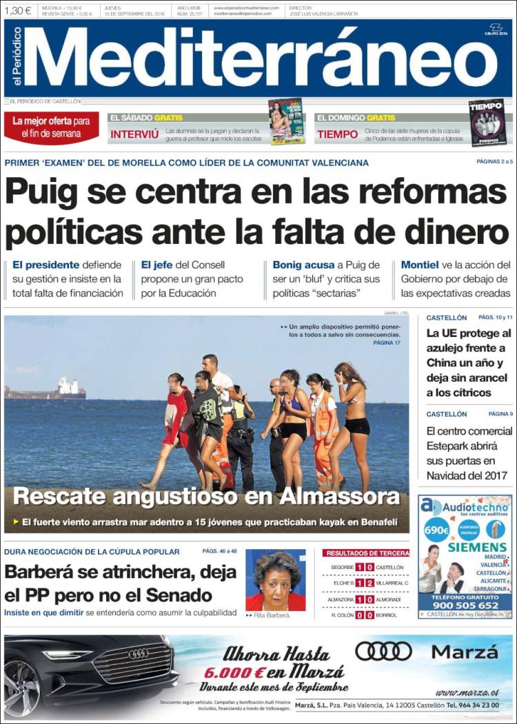 Portada de El Periódico Mediterraneo (Espagne)