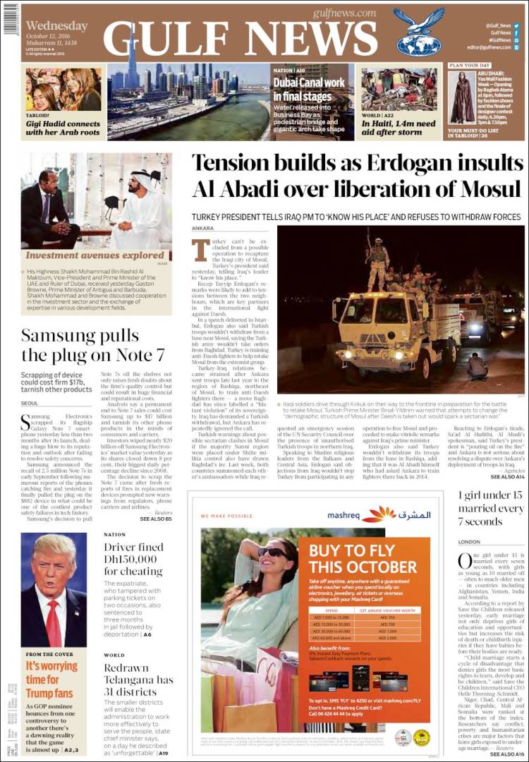 Portada de Gulf News (Asie-Pacifique)