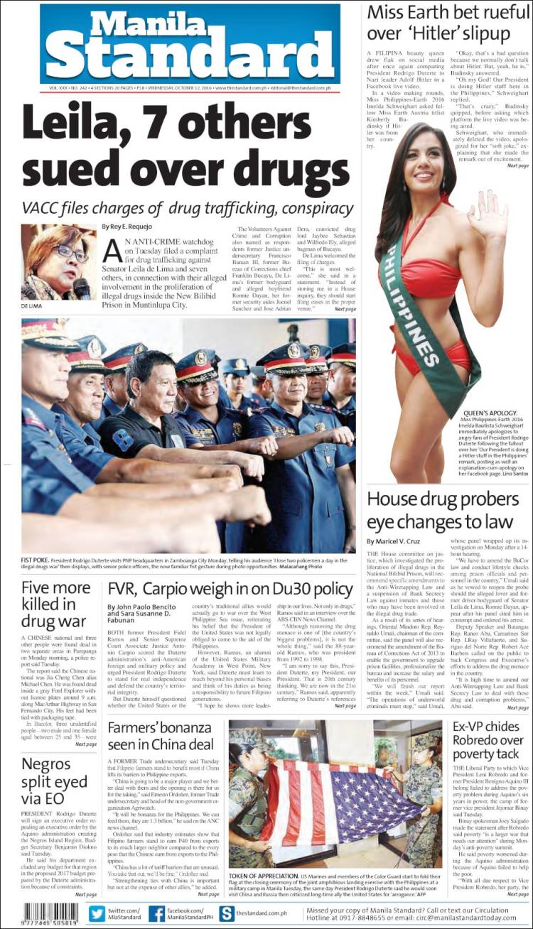 Portada de Manila Standard Today (Asie-Pacifique)