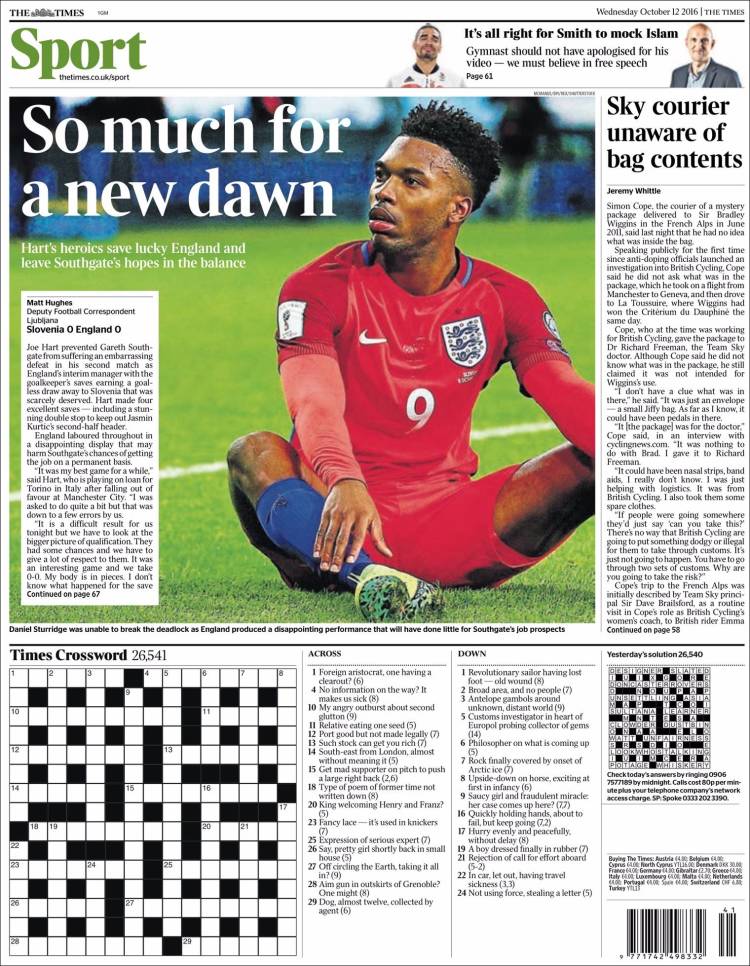 Portada de The Times Sport (Royaume-Uni)