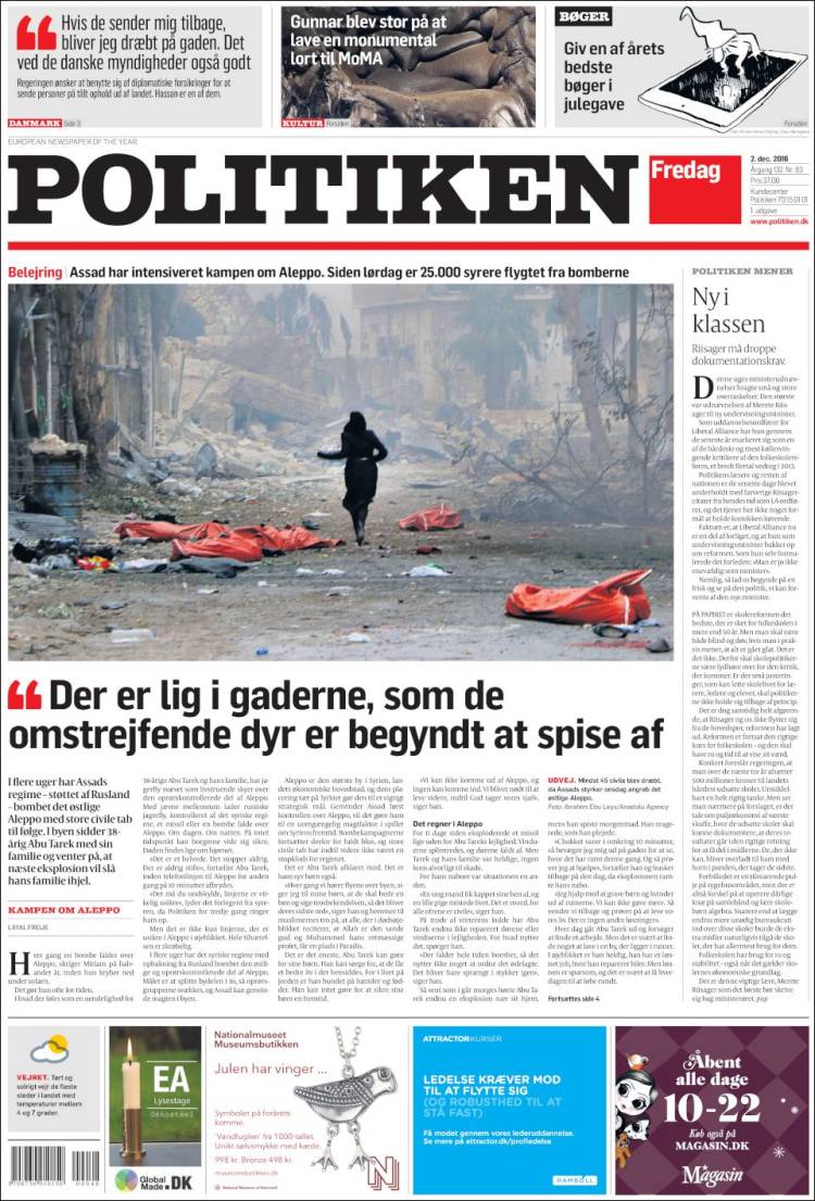 Portada de Politiken (Danemark)