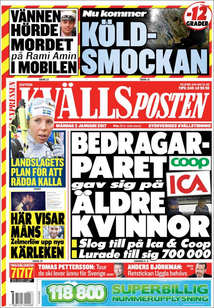 Portada de Kvällsposten (Sweden)