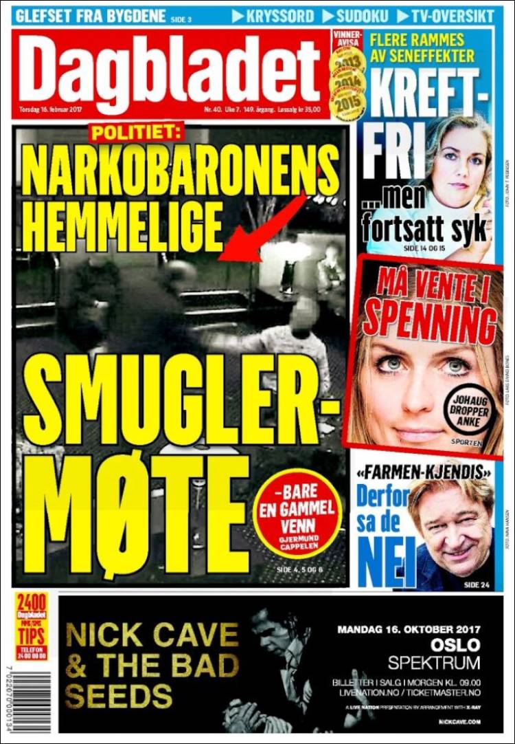 ihærdige jomfru Afbestille Newspaper Dagbladet (Norway). Newspapers in Norway. Thursday's edition,  February 16 of 2017. Kiosko.net
