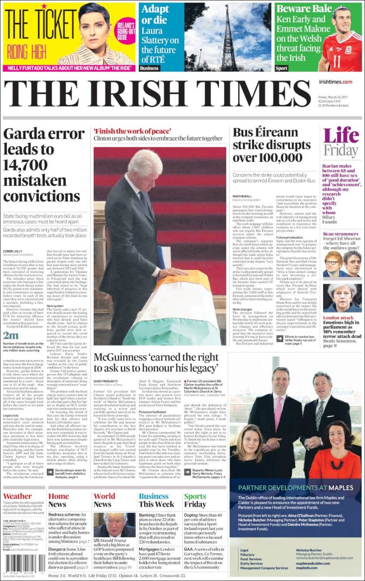 Portada de Irish Times (Ireland)