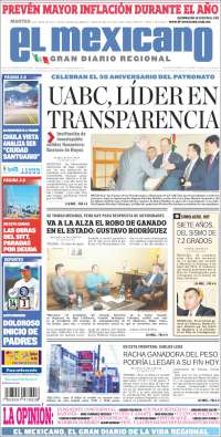 Portada de El Mexicano - El Gran Diario Regional (Mexique)