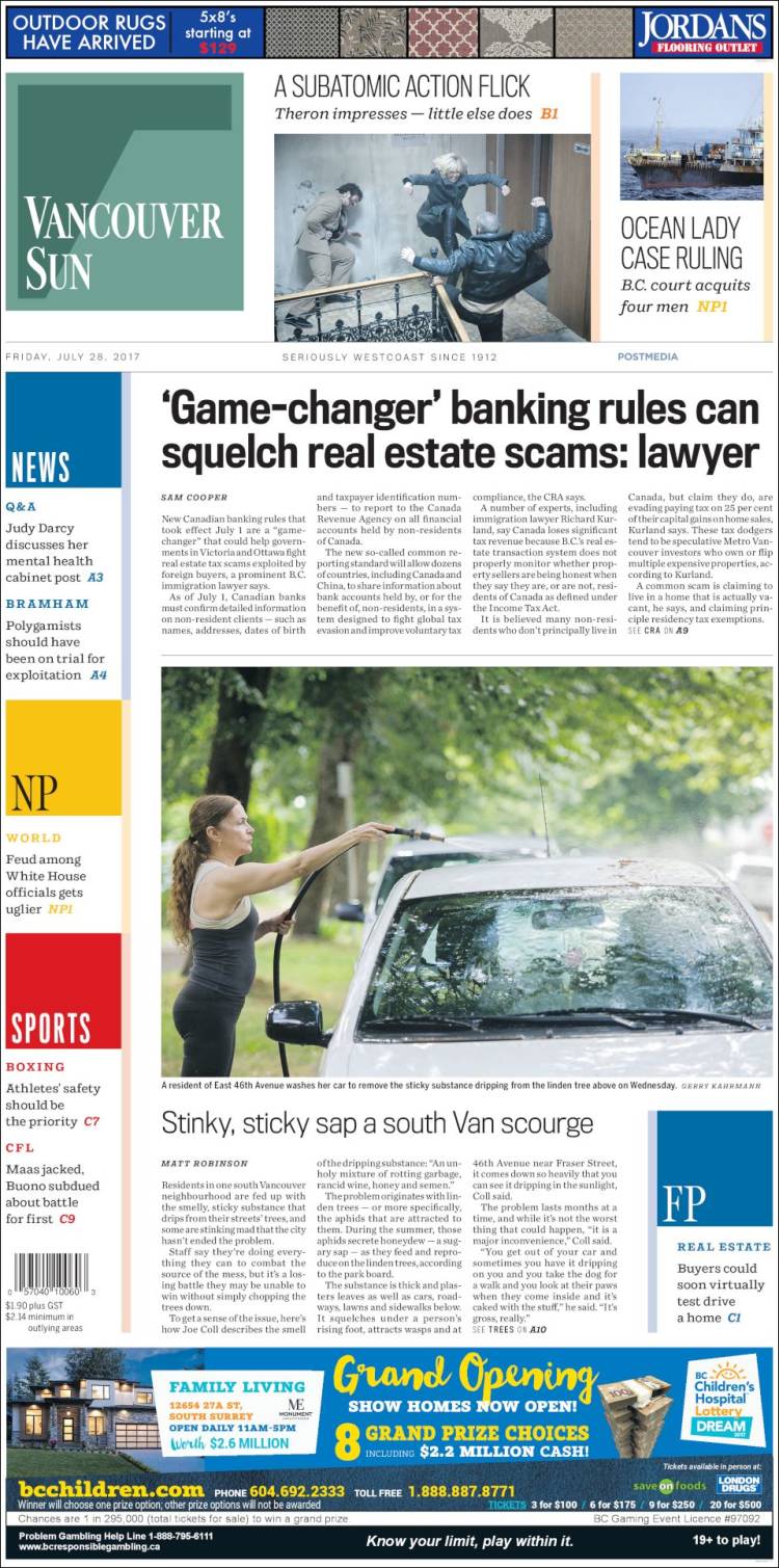 Portada de The Vancouver Sun (Canada)