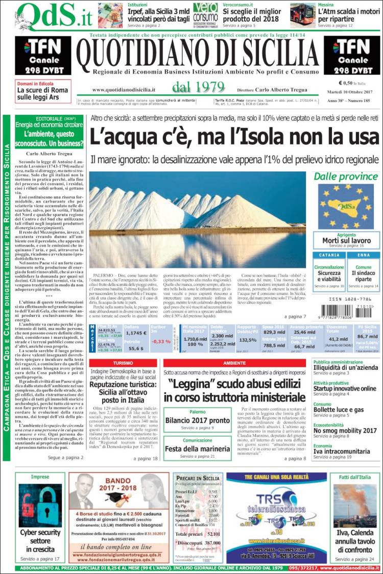 Portada de Quotidiano di Sicilia (Italie)