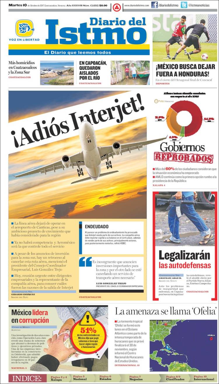 Portada de Diario del Istmo - Voz en Libertad (Mexique)