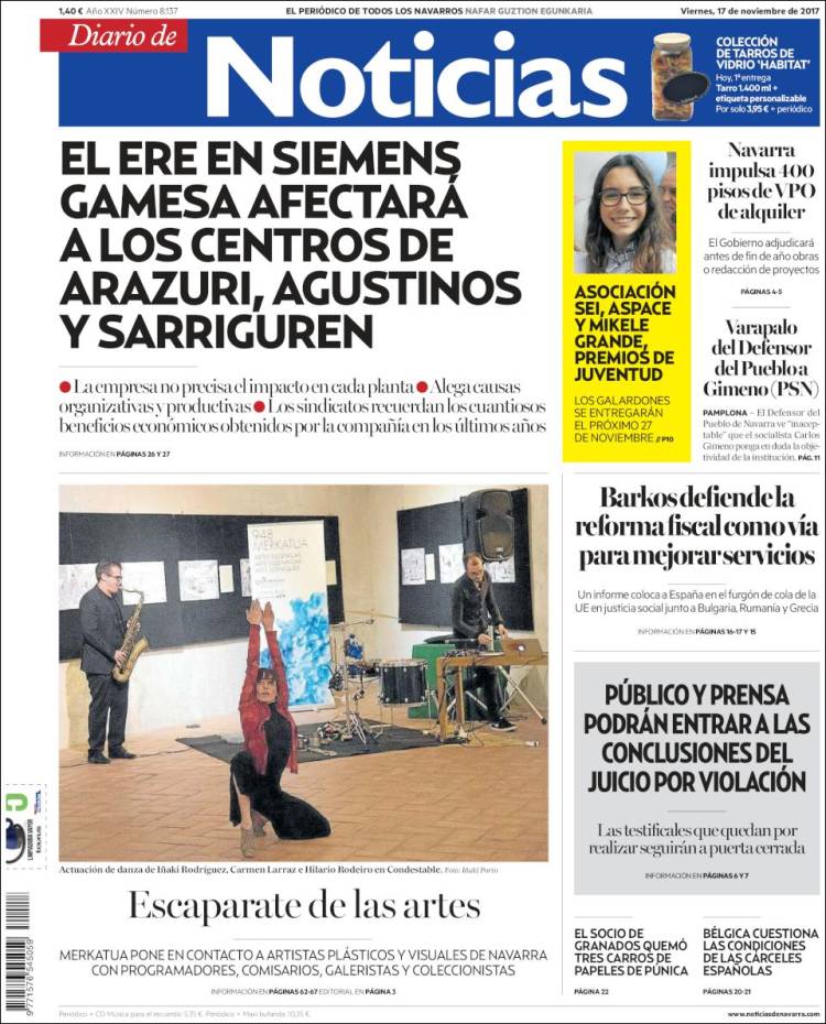 Portada de Noticias de Navarra (Espagne)