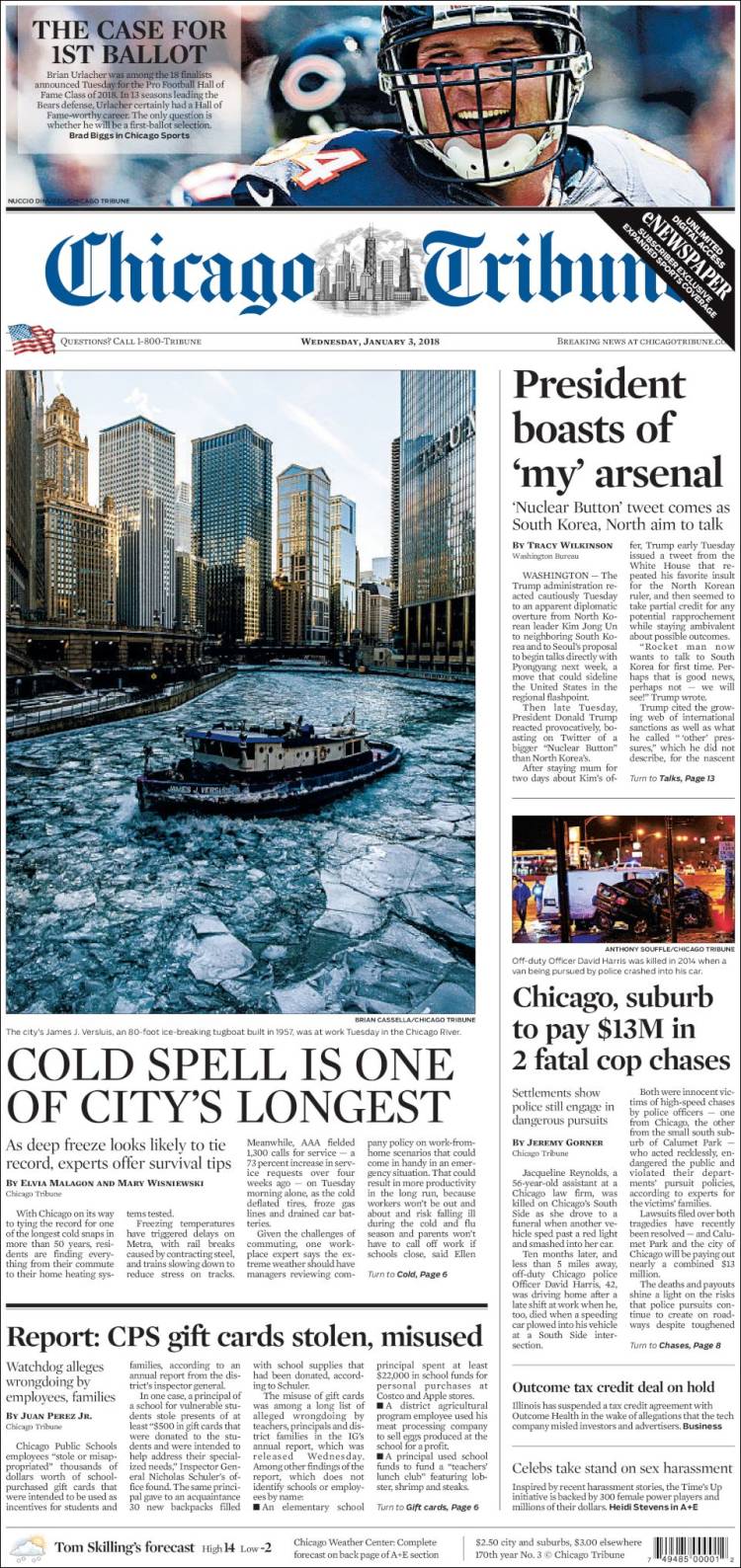 Portada de Chicago Tribune (États-Unis)