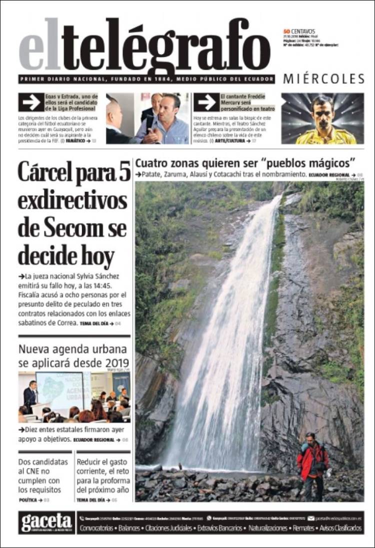 Periódico El Telégrafo Ecuador Periódicos De Ecuador Edición De Miércoles 31 De Octubre De 