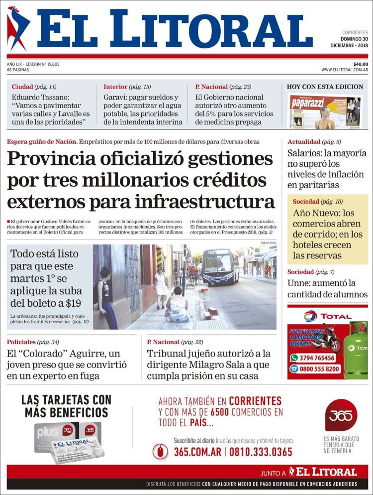Portada de El Litoral Corrientes (Argentina)