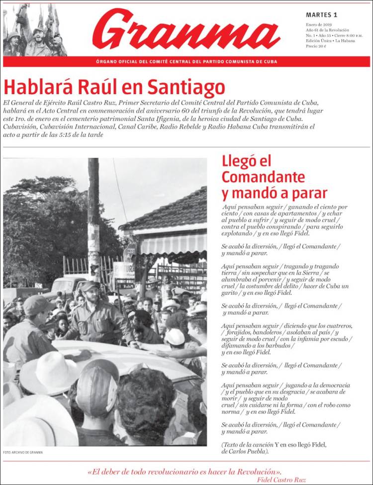 Portada de Granma (Cuba)