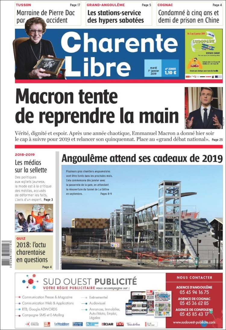 Portada de Charente Libre (Francia)