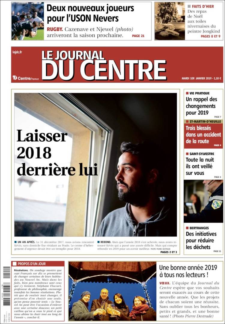 Portada de Le Journal du Centre (Francia)