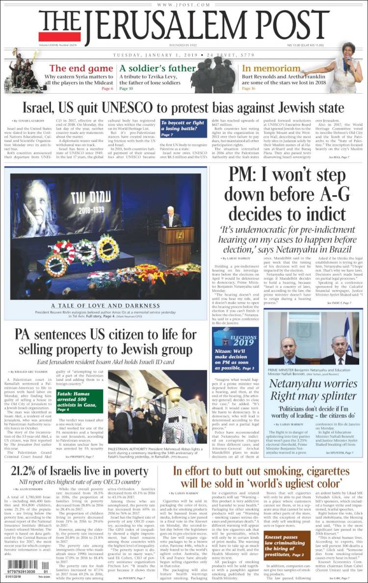 Portada de The Jerusalem Post (Israel)