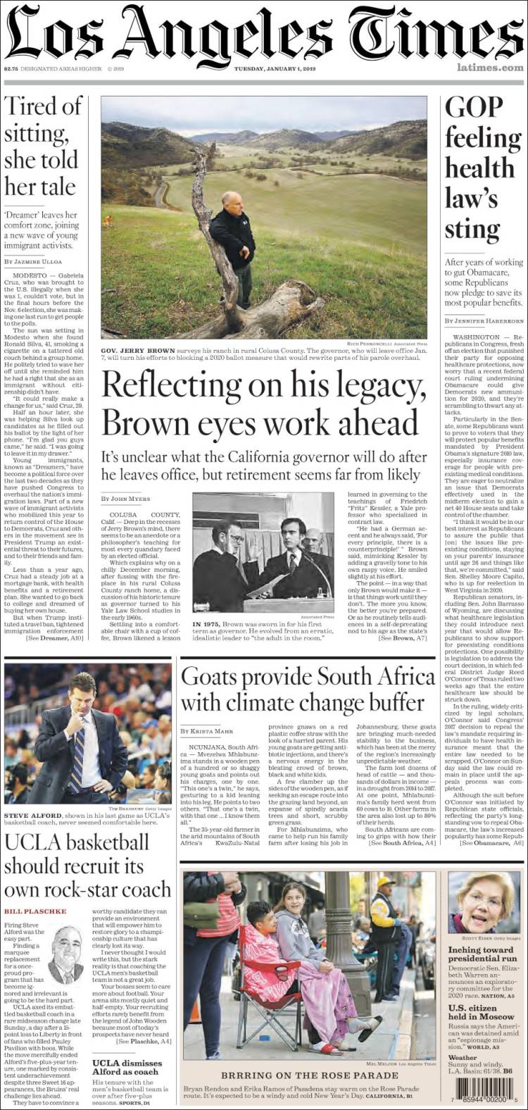 Portada de Los Angeles Times (USA)