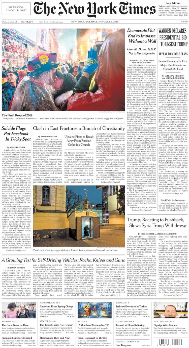 Portada de New York Times (USA)